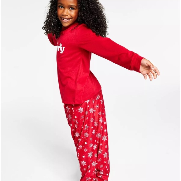 Family Pajamas Matching Kid's Merry Snowflake Mix It Family Pajama Set 10-12 - Picture 2 of 3